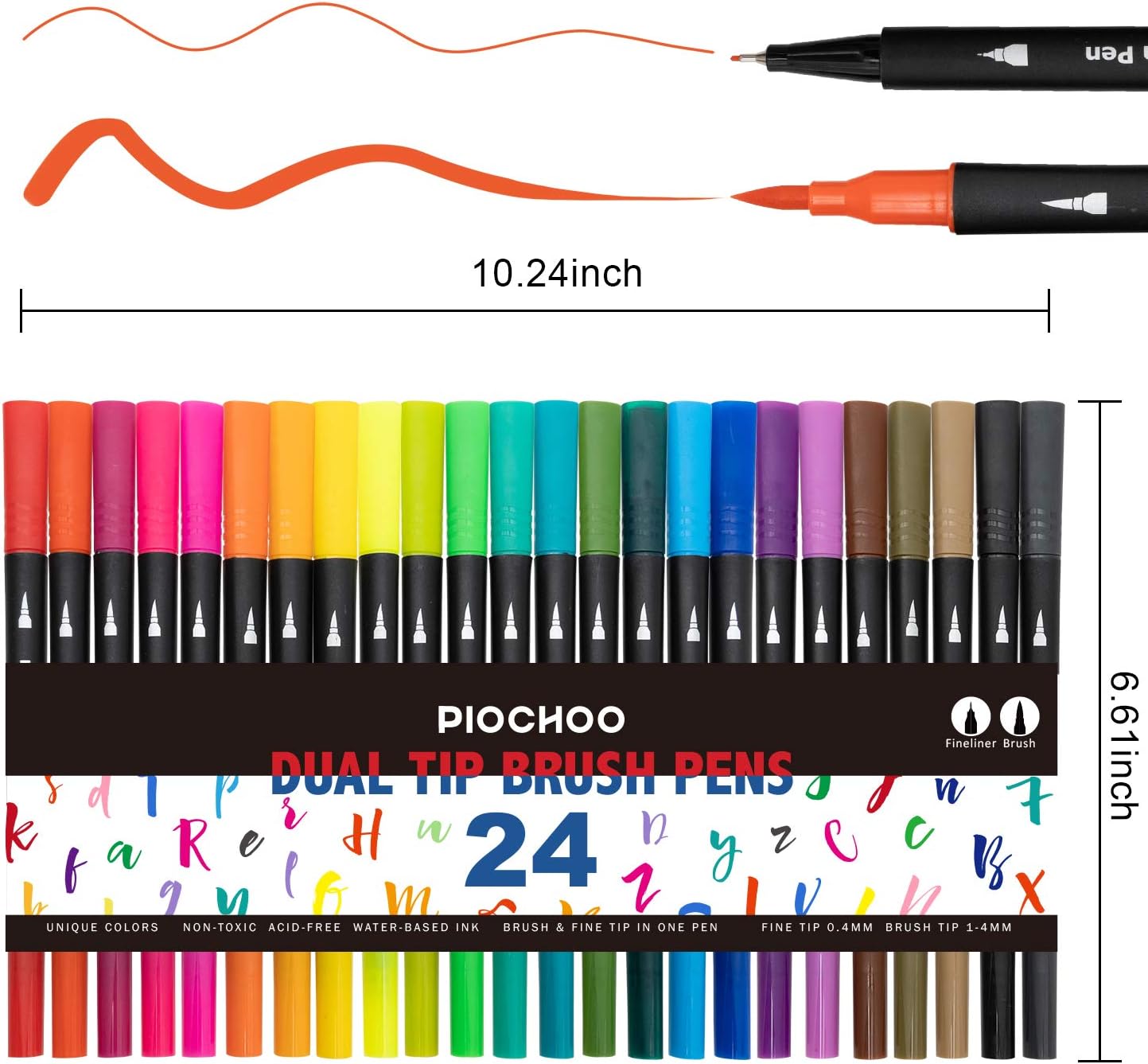 Dual Brush Marker Pens for Coloring,24 Colored Markers,Fine Point and Brush Tip Art Markers for Kids Adult Coloring Books Bullet Journals Planners,Note Taking Coloring Writing - Image 7